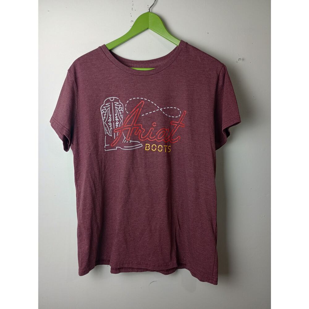 Ariat Women's Amarillo T-Shirt Heather Burgundy Western Relaxed Fit XL Festival